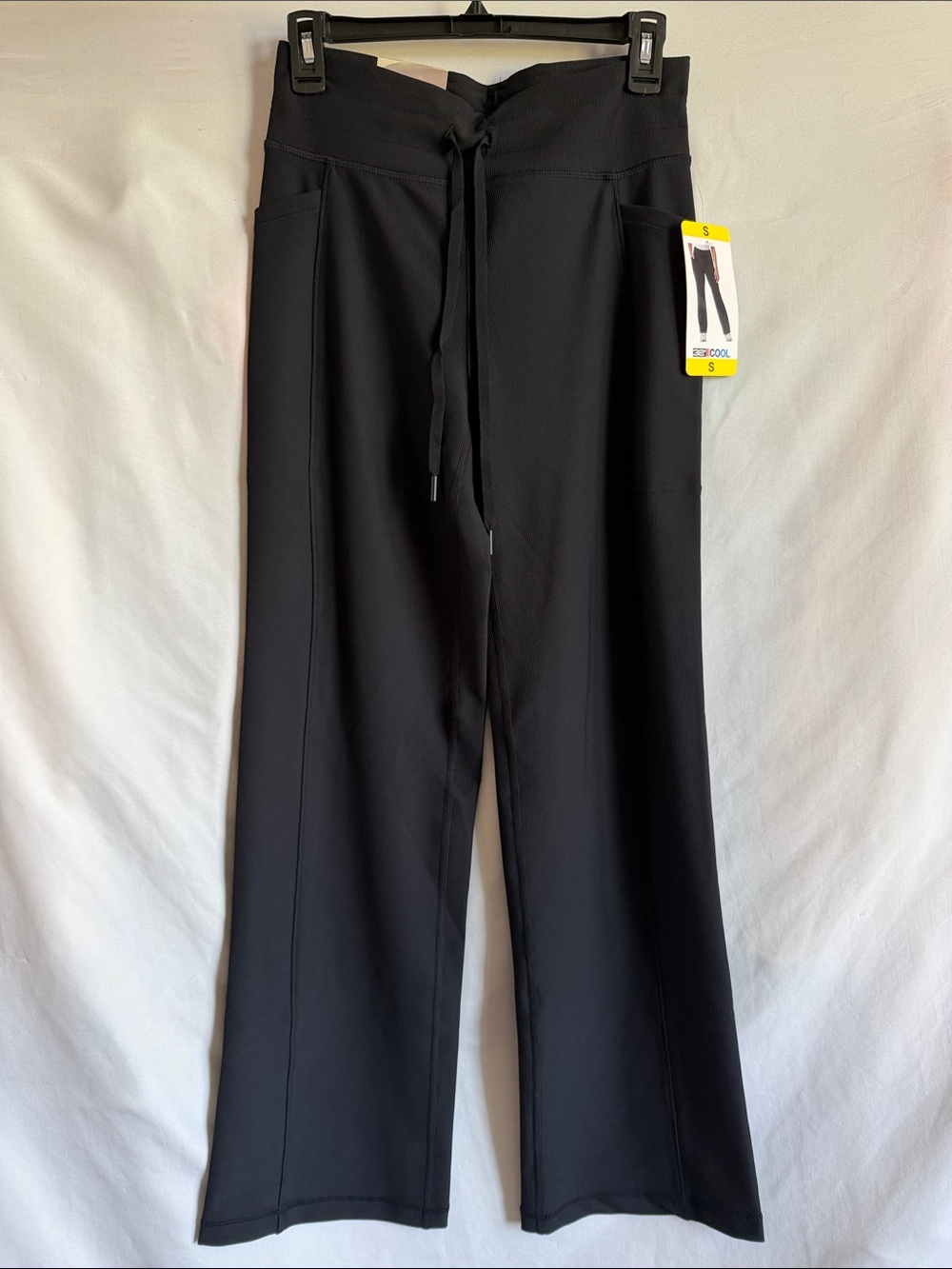 32 Degrees Black Wide-Leg Track Pants with Drawstring